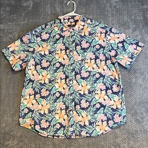 Vineyard Vines Murray Shirt Mens XL Blue Floral Short Slv Button Up
